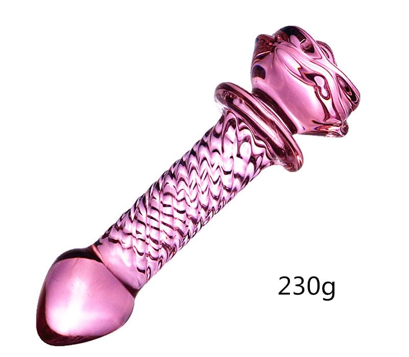 Glass Pink Rose Butt Plug