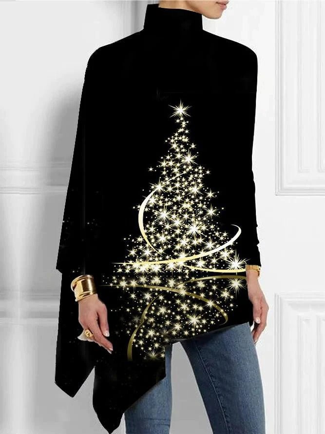 Women's Christmas Print Long Sleeve Blouse Top