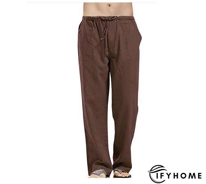 Men's Linen Pants Trousers Summer Pants Beach Pants Drawstring Elastic Waist Plain Breathable Soft Casual Daily Holiday Linen / Cotton Blend Fashion Streetwear Black White Micro-elastic | IFYHOME