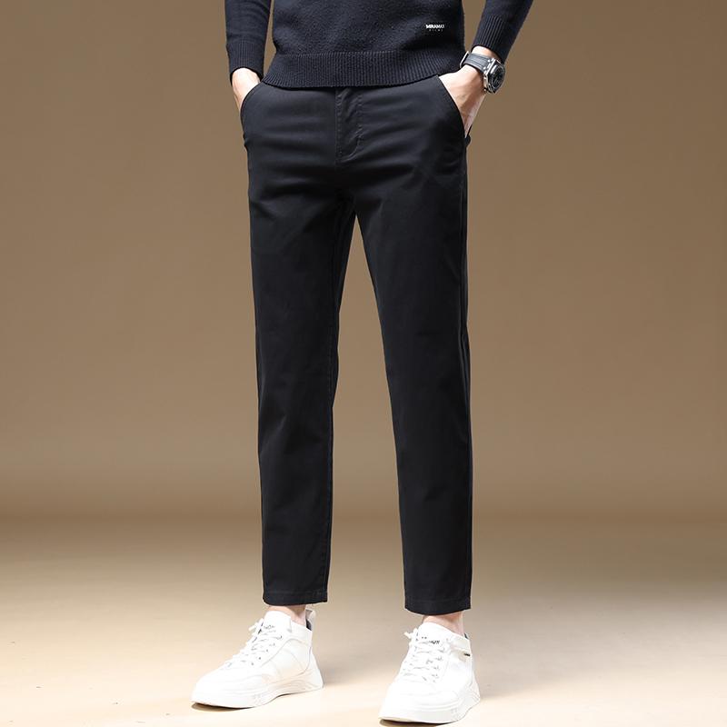 Mens Pants Cotton Casual Stretch Male Trousers Man Long Straight High Quality 4 Colors Plus Size Pant Suit 42 44 46 Cy9114