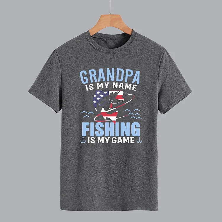 Grandpa Is My Name Fishing Is My Game T-Shirt Tee-012283-Annaletters