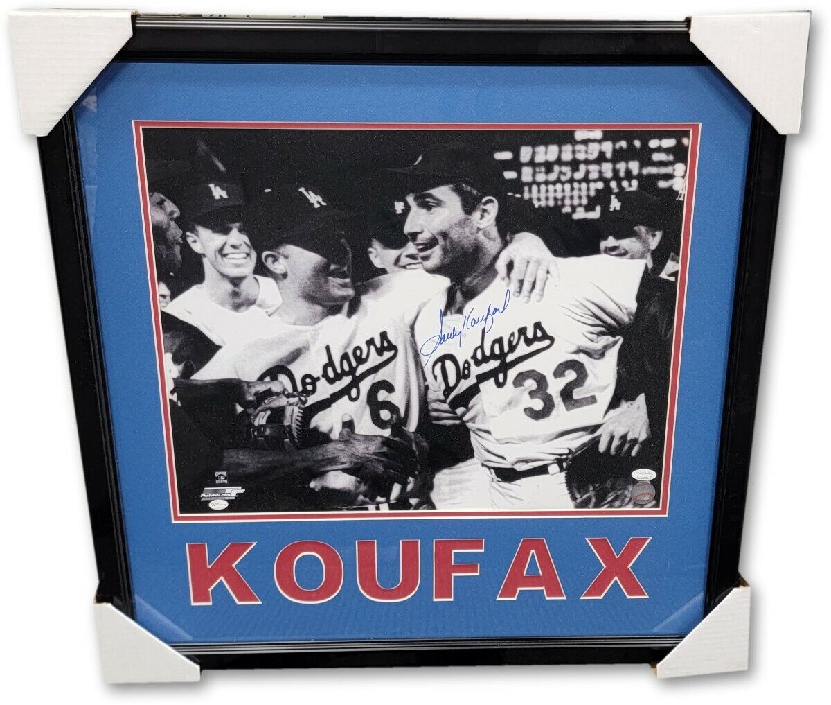 Sandy Koufax Signed Autographed Framed Photo Poster painting Dodgers Celebration JSA CC24421