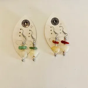 pornhint Pornhint Zuni Fetish Carved Animals Bear Earrings in Aventurine green and orange  and Golden Jade Bears