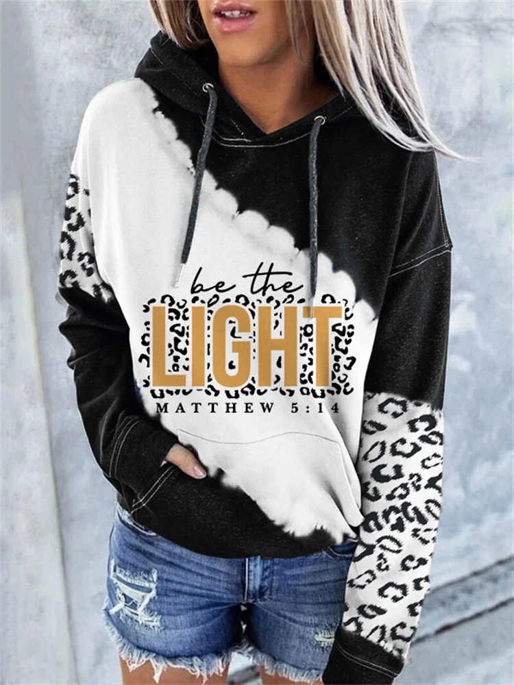 Vefave Be The Light Christian Leopard Tie Dye Hoodie