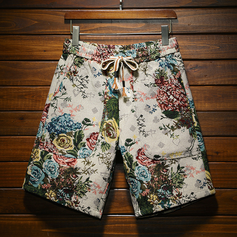 Casual shorts for men2025summer home outdoor large size jacquard beach pants trendy printed loose breathable shorts | Gamechancemagic
