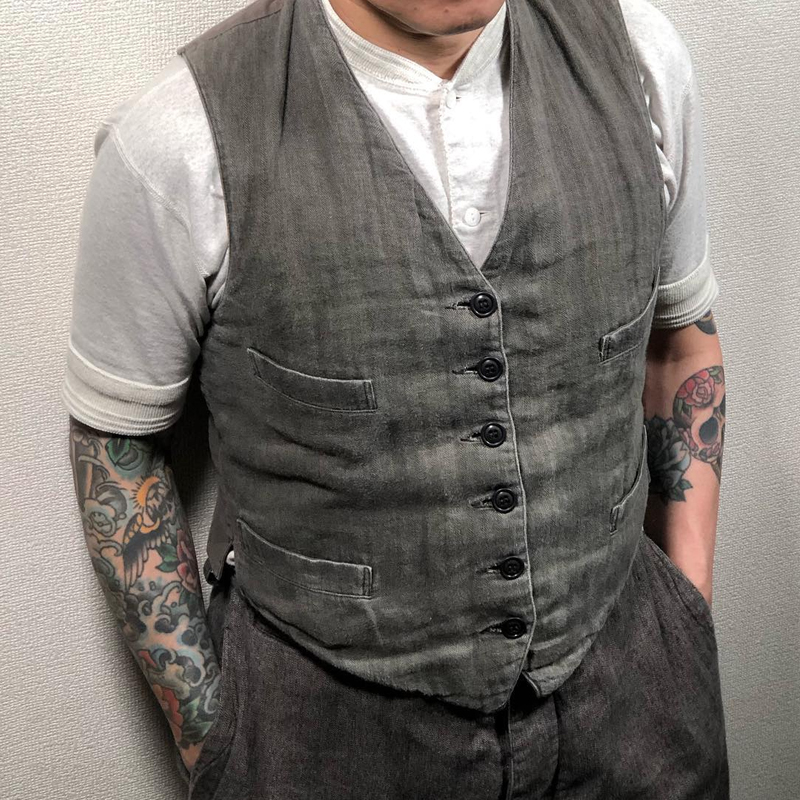 Men's Retro Light Grey Denim Vest
