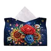 Diamond Painting Red Roses PU Leather Tissue Box for Napkin Holder