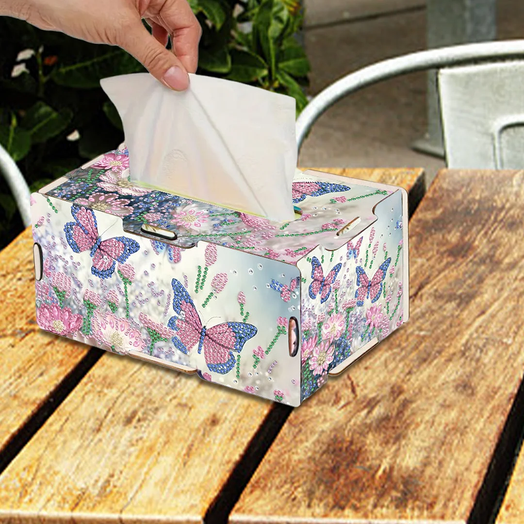 Wooden Diamond Painting Tissue Box for Home and Office Decoration(CZH007)