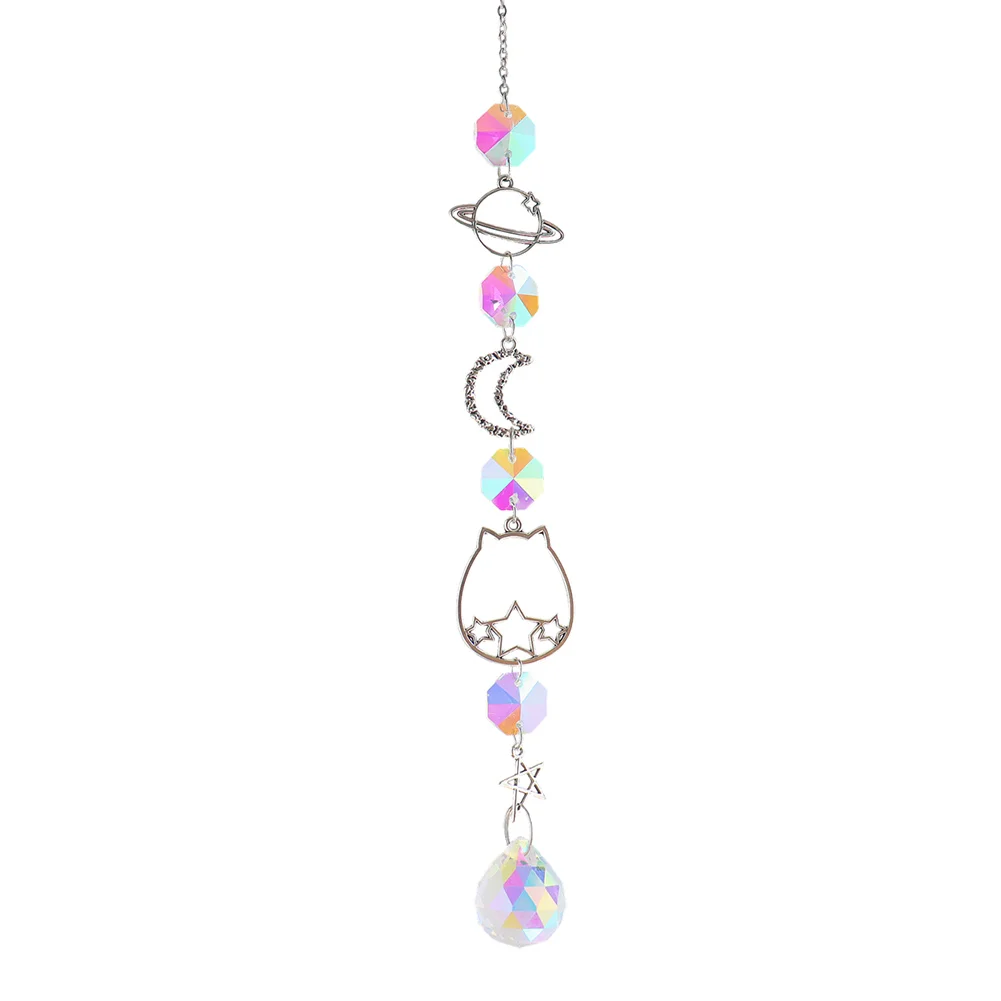 Crystal Wind Chime Prism Catchers Ornament Curtain Home Garden Pendant (D)