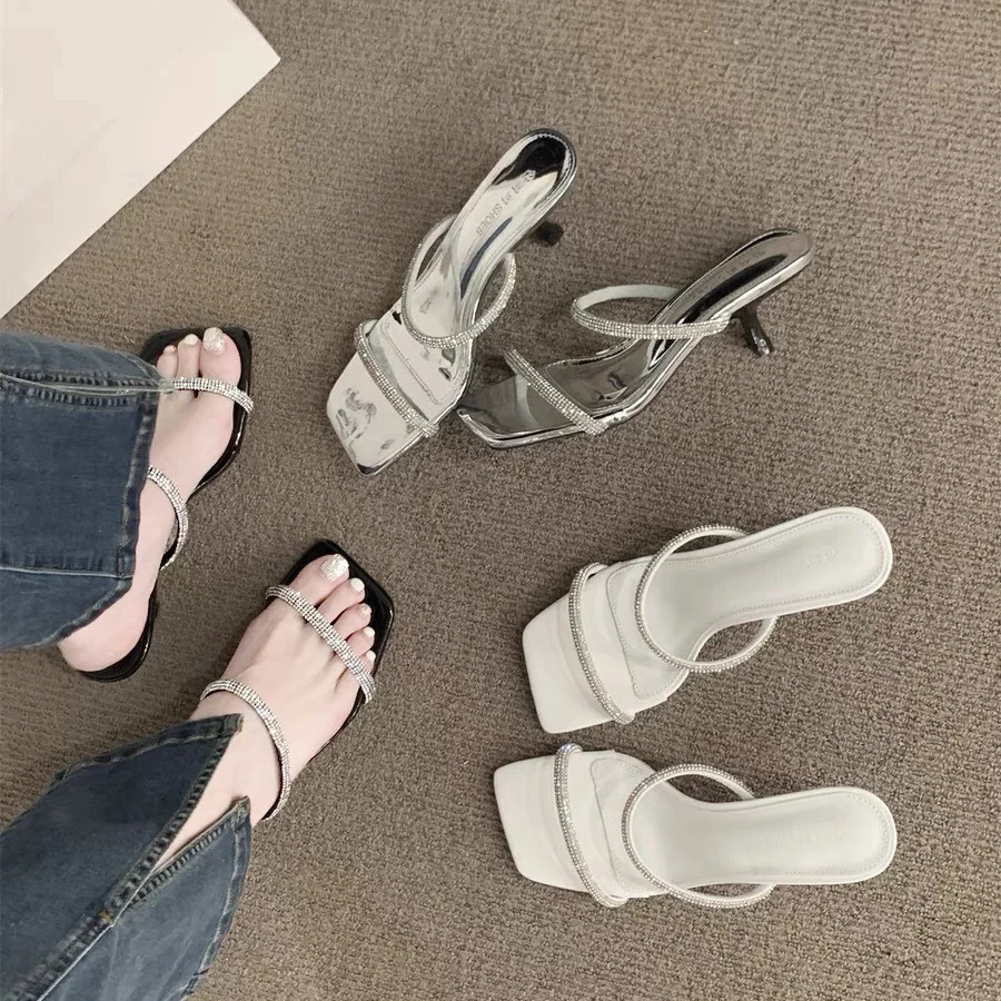 Breakj Breakj New Summer Wear Cool Drag High Heel Sandals French High-End Water-Drilled Slippers Fairy Shoes