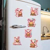 6Pcs Diamond Painting Acrylic Hamburger Pig Fridge Magnet for Adults