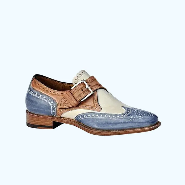 Handmade Men Three Tone Wing Tip Brogue Shoes, Designer Formal Shoes