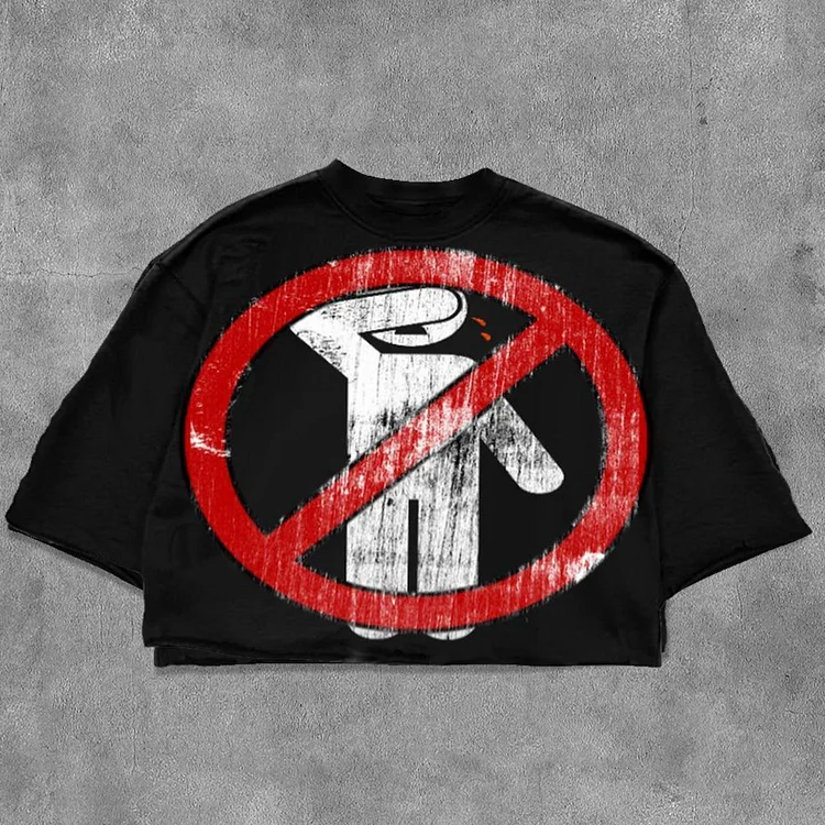 No Emotion Printed Three-quarter Sleeve T-shirt