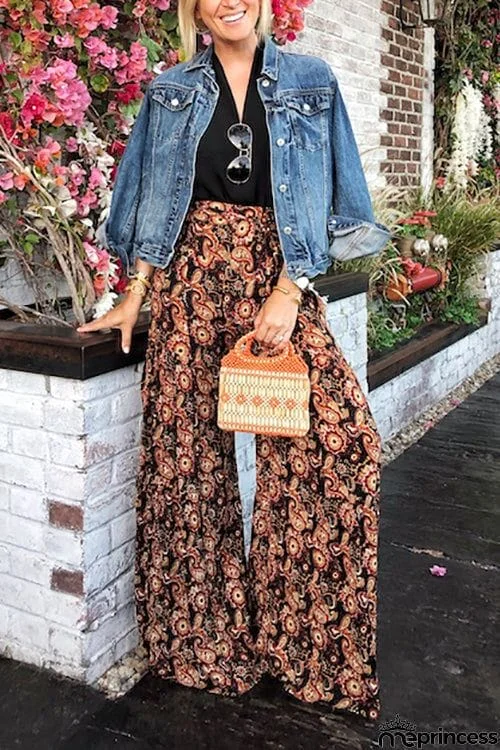 Print Belted Palazzo Pant