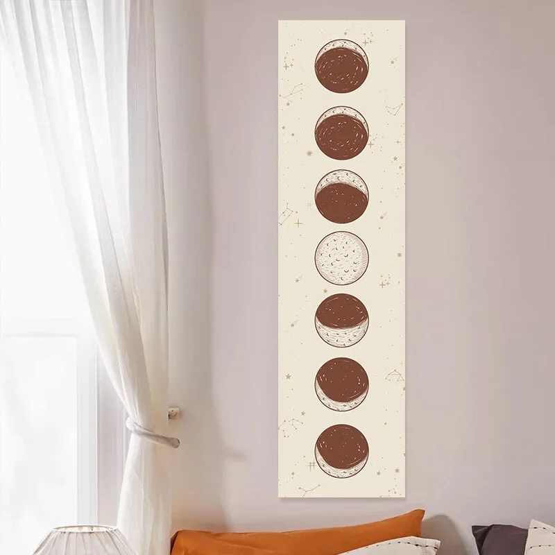 Psychedelic Moon Phase Tapestry Wall Hanging Lunar Eclipse Cycle Psychedelic Carpet Sun Moon Tapestries Bohemian Wall Decoration