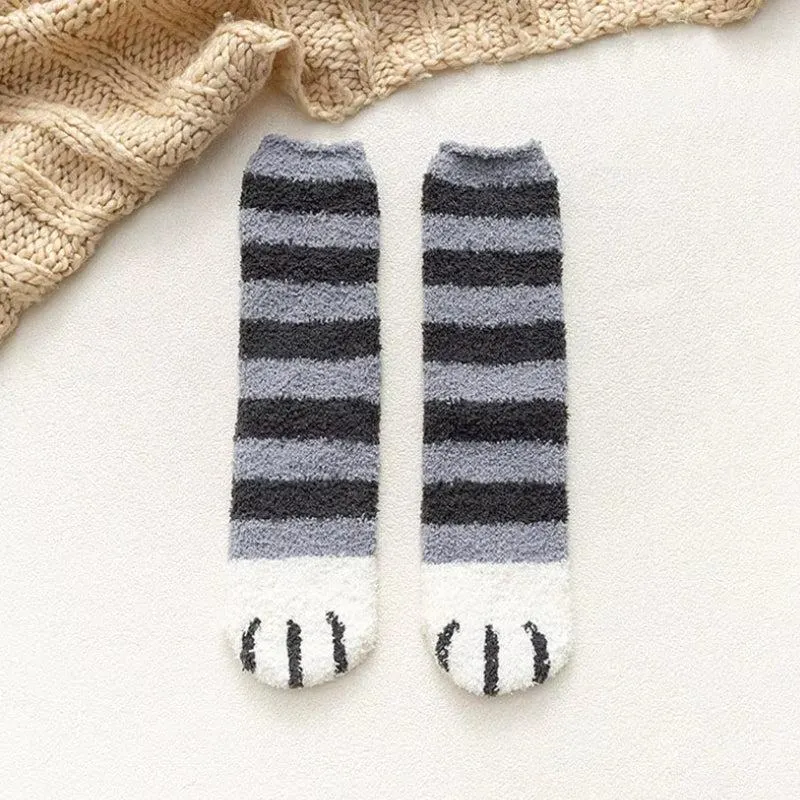 Brownm Paw Plush Socks
