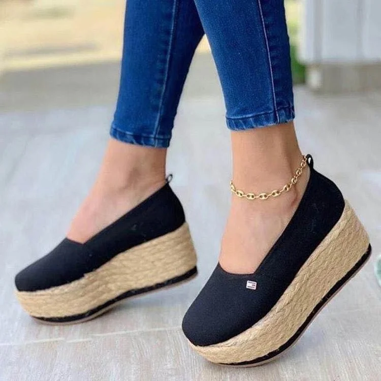 Sponge cake twine thick-soled ladies casual shoes