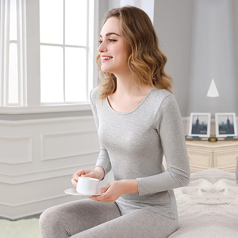 Billionm Winter Women Long Sleeve Warm Modal Thermal Underwear Set Long Johns Thermostat Thermos Suit For Female Thermal Clothing