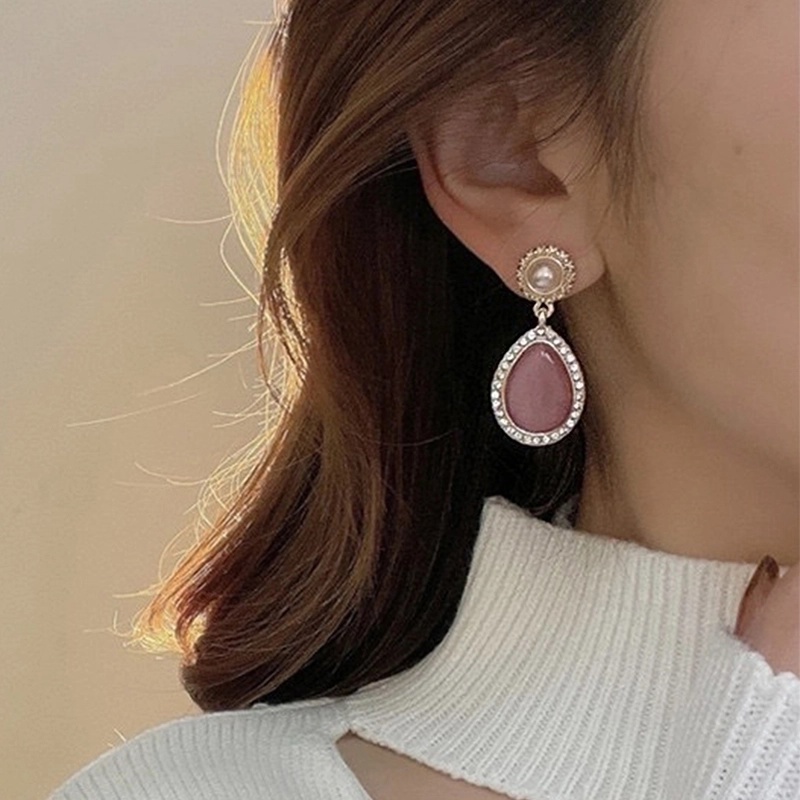 1 Pair Hawaiian Vacation Beach Flower Inlay Alloy Copper Zircon Drop Earrings Ear Studs