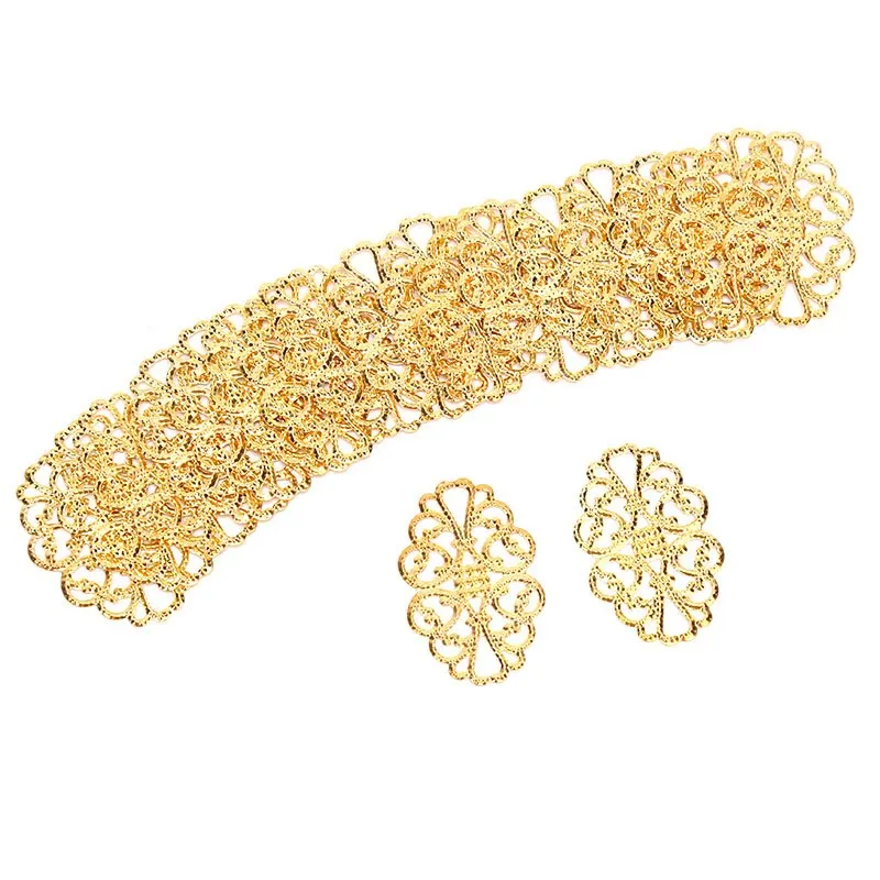 30/20/10 DIY Jewelry Earrings Stud Pin Filigree Flower Wraps Connectors DIY Jewelry Making Accessories Metal Crafts Decoration