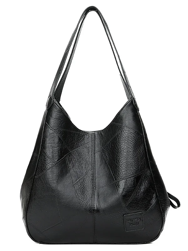 Vintage Washed Soft Leather Utility Shoulder Bag