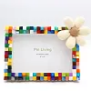 Daisy Flower DIY Building Block Photo Frame Kit,Creative Handmade Assembled Photo Frame Handmade Craft Gift Home Tabletop Display Decor