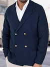 Men's Lapel Knitted V-Neck Double Breasted Sweater Cardigan Coat