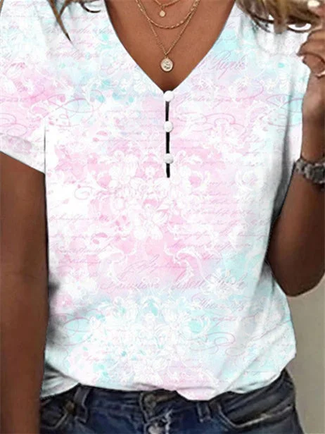 Women Half Sleeve V-neck Solid Color Dress