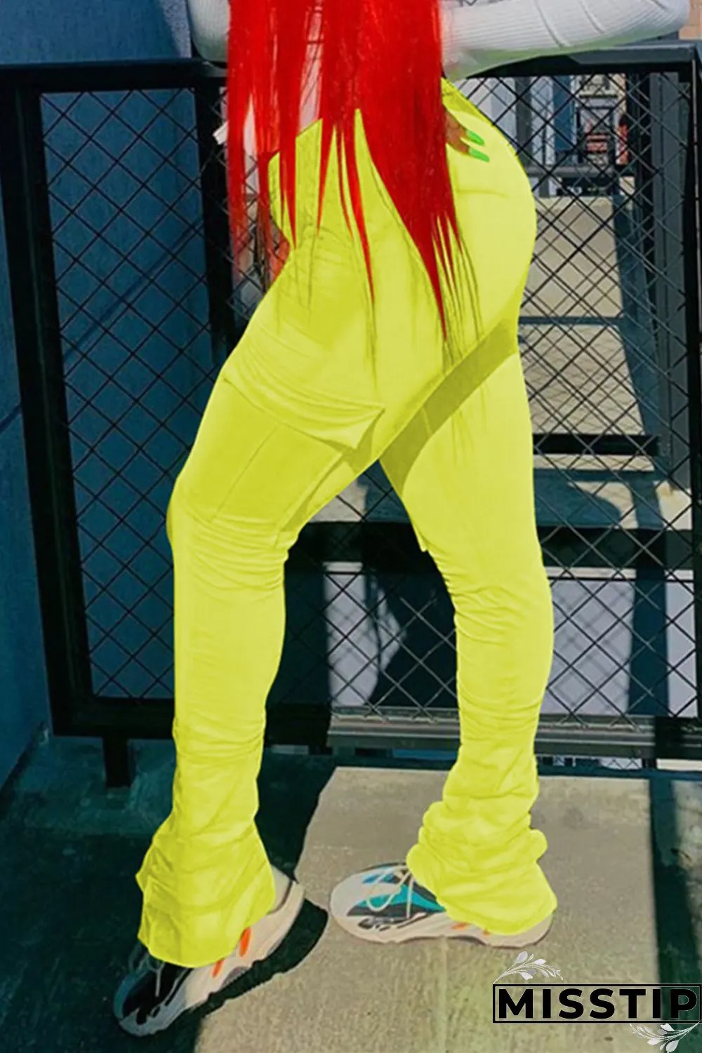 Orange Fashion Casual Pleated Sports Trousers