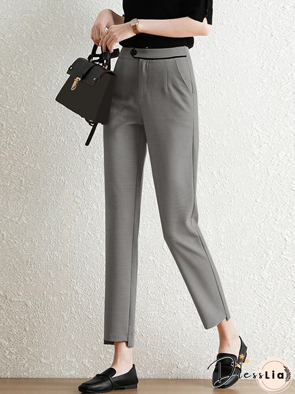 Contrast Pocket Step Hem Tailored Pants For Women