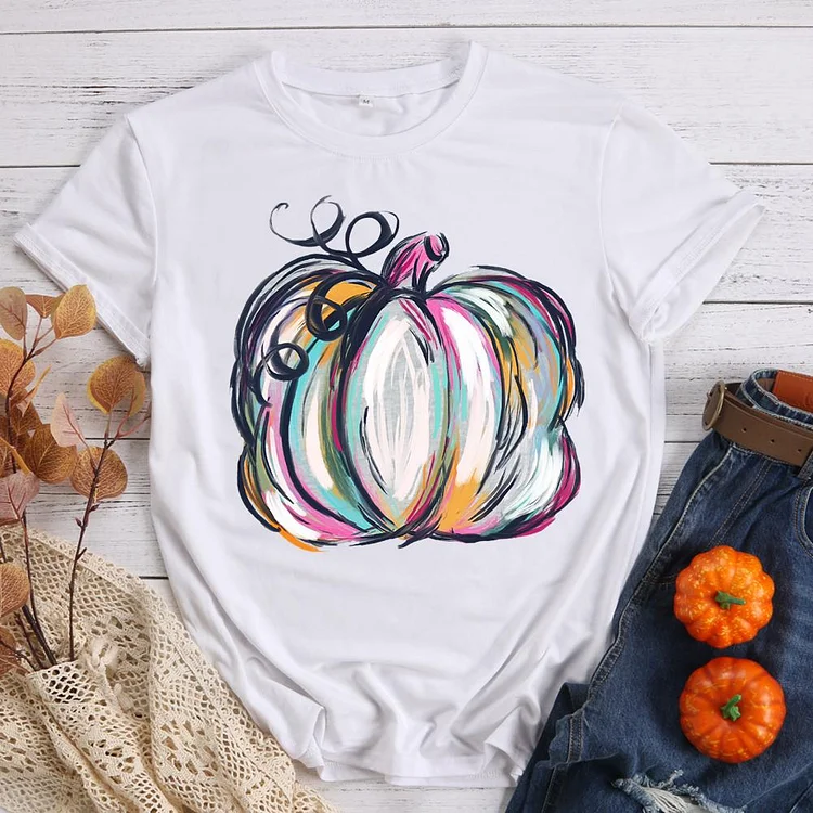 Happy Thanksgiving Colorful Watercolor Pumpkin T-Shirt-08601