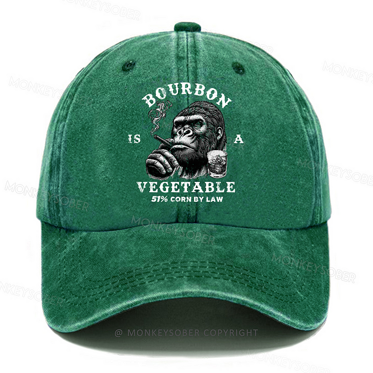 Personalized "Bourbon Is A Vegetable 51% Corn By Law” Custom Washed Baseball Caps