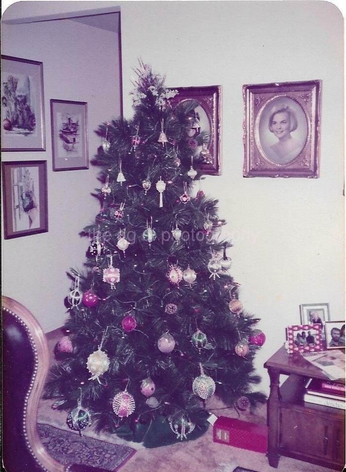 Christmas Tree 70s FOUND Photo Poster paintingGRAPH ColorSnapshot VINTAGE 05 20 B