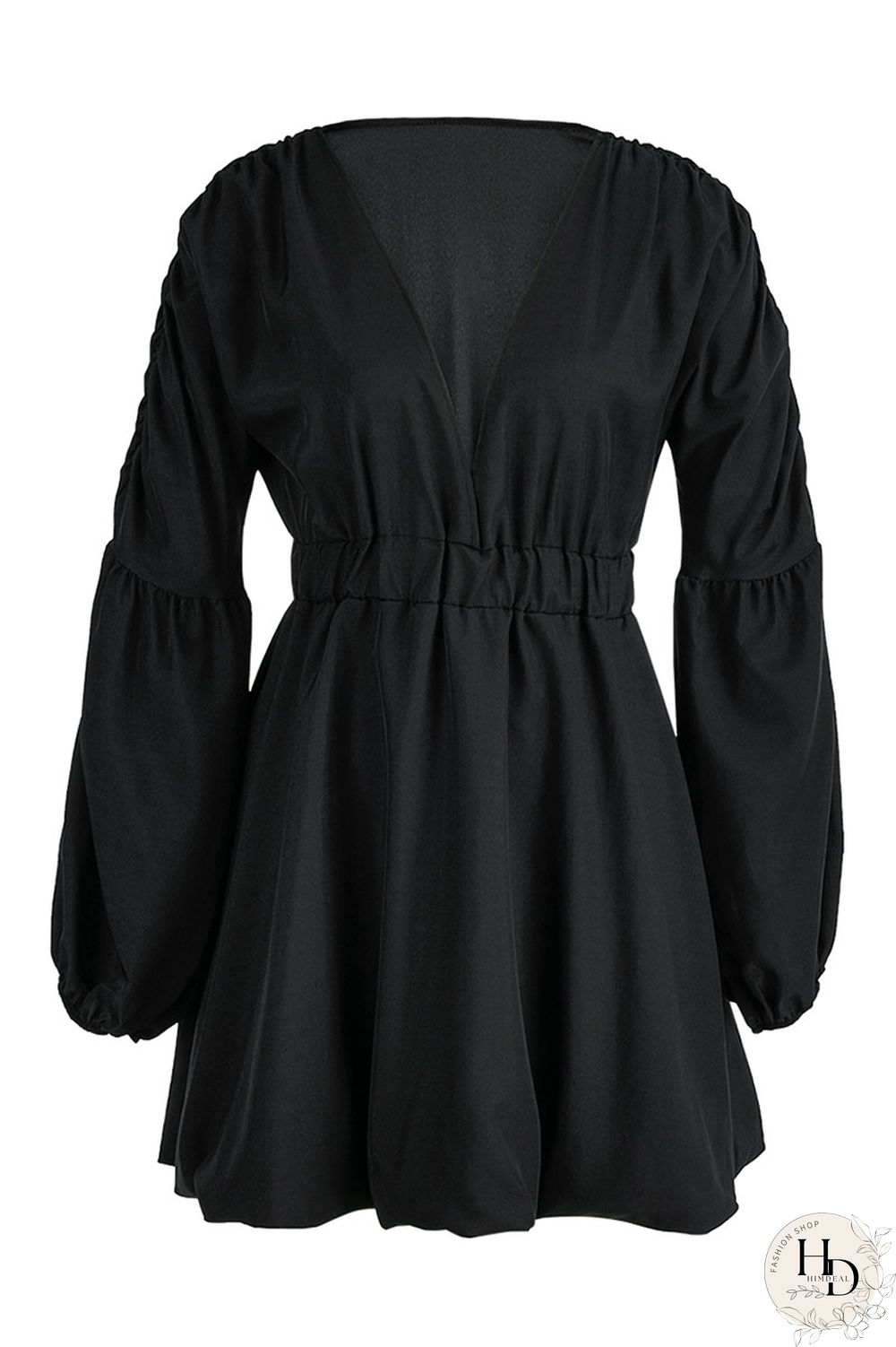 Red Fashion Sweet Solid Patchwork V Neck Lantern Skirt Dresses