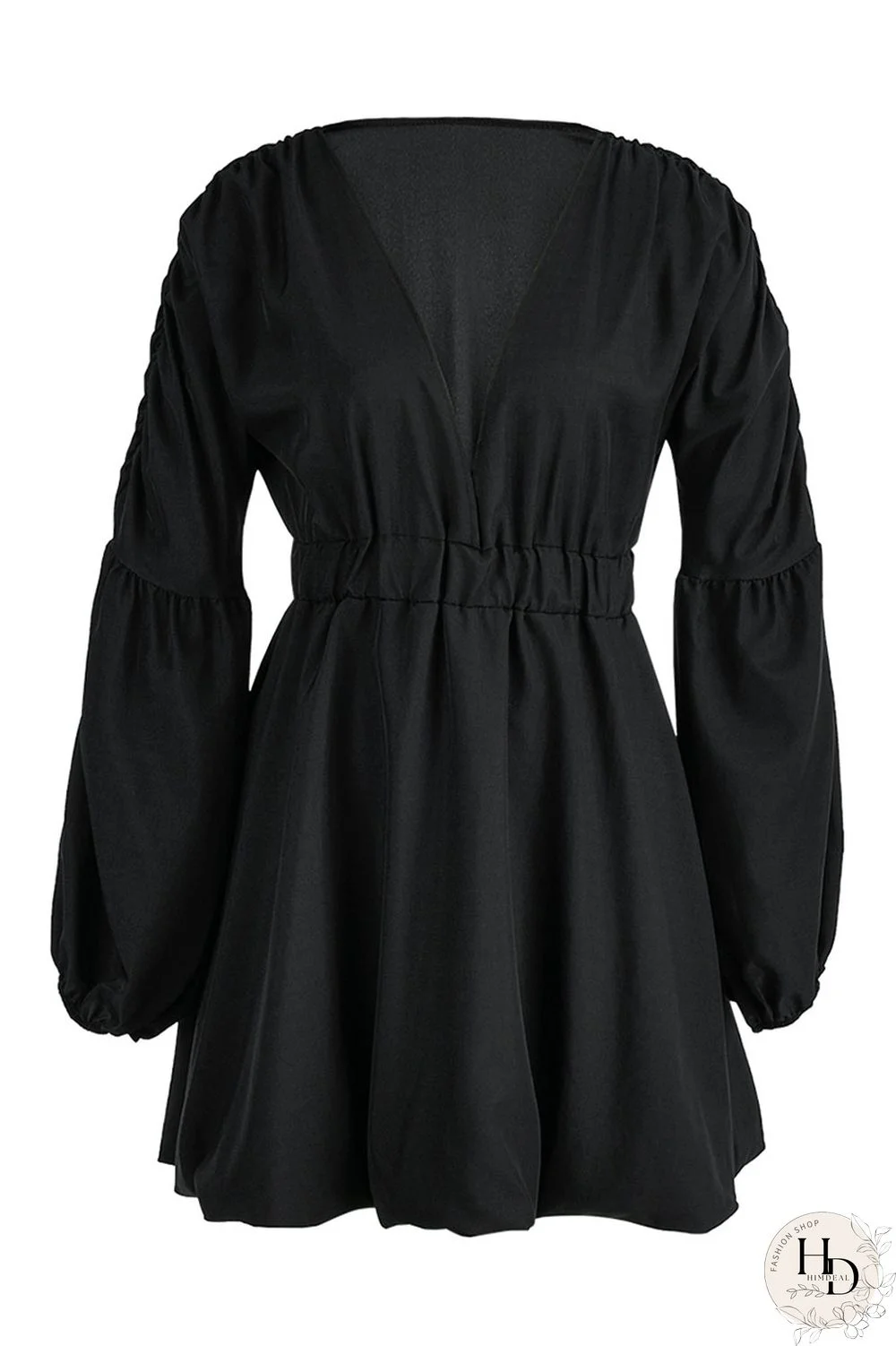 Red Fashion Sweet Solid Patchwork V Neck Lantern Skirt Dresses