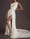 One-Shoulser Backless Split-Side Wedding Maxi Dress