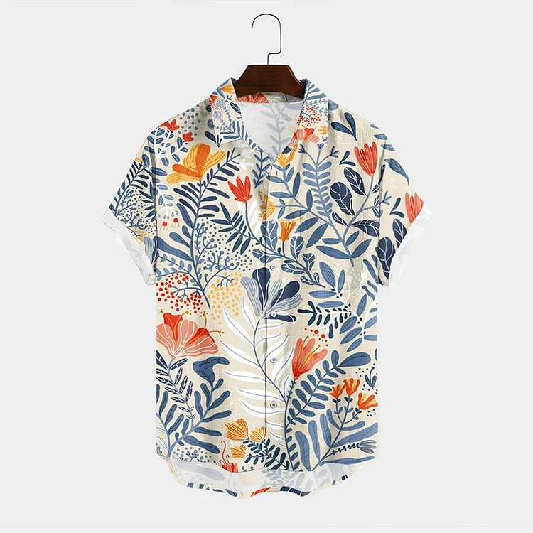 Simpfit Herren-Urlaubshemd mit Kokosnussblatt-Blumenmuster