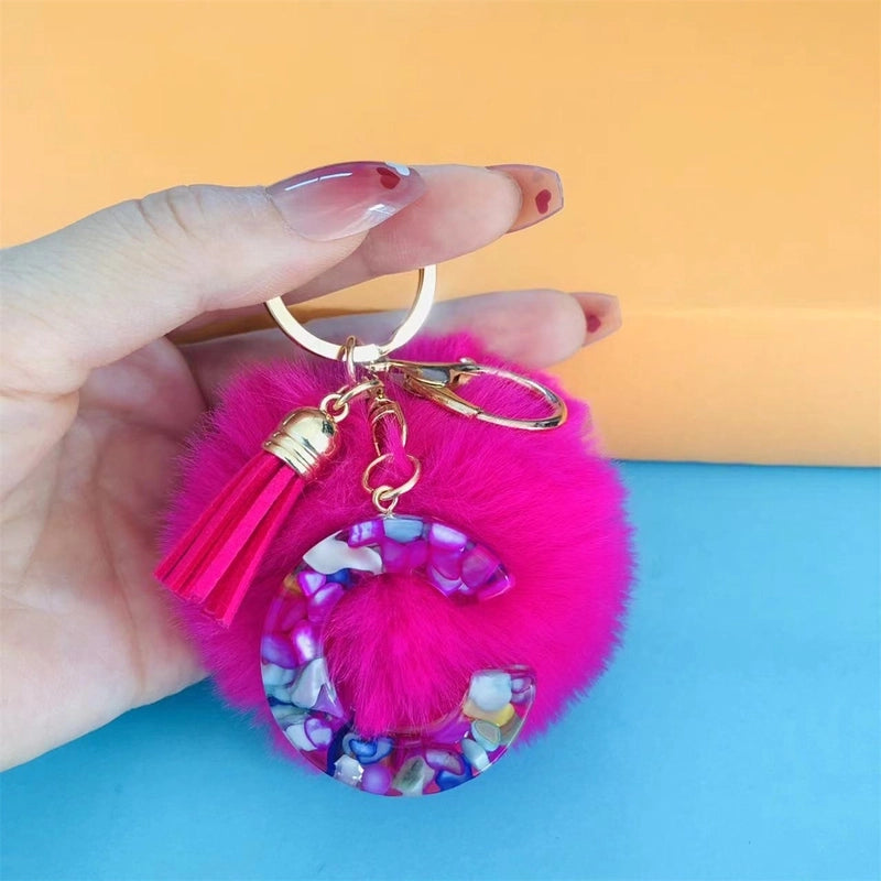 Minimalist Commute Letter Hairball Resin Unisex Bag Pendant Keychain