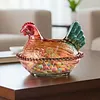 Hen Nest Glass Dish with Lid Crystal Glass Candy Jar Thicken Hen-Shaped Fruit Bowl Vintage Dessert Snack Plate for Home Decoration