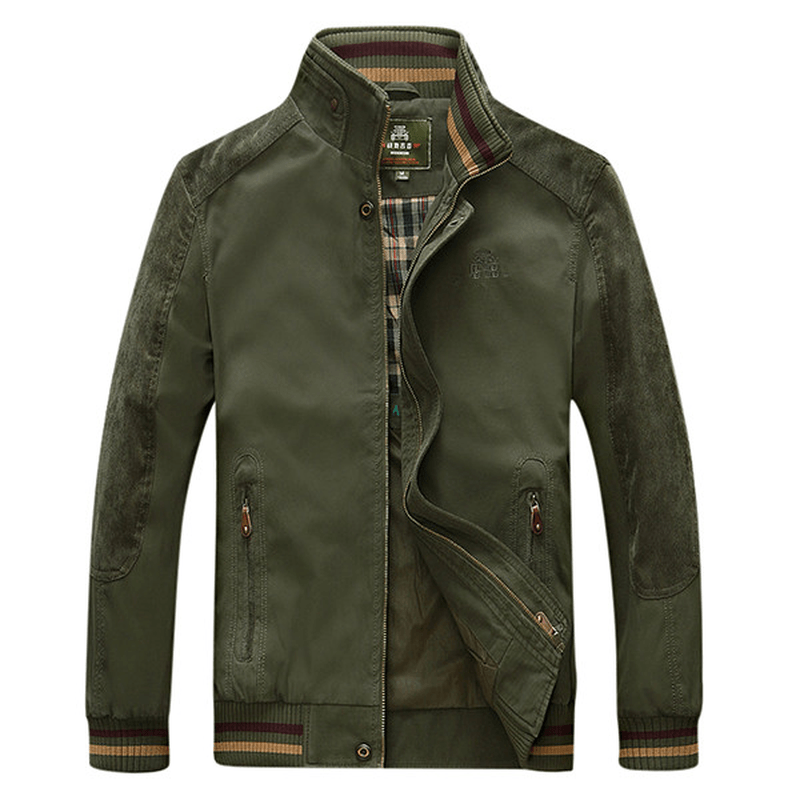 Autumn Size L-5XL 100% Cotton Stand Collar Business Jackets