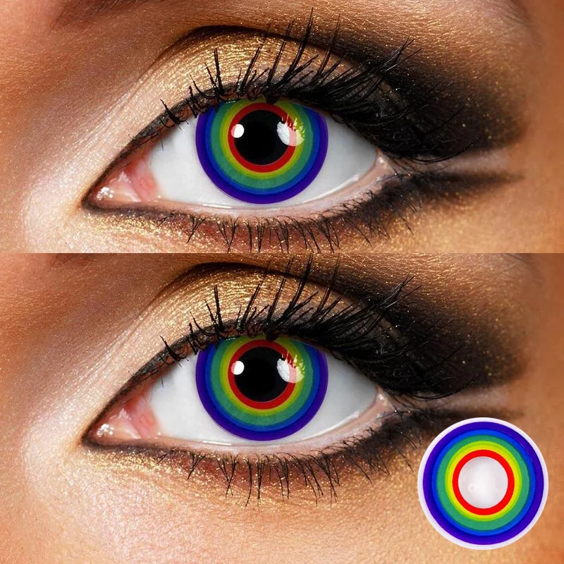 Multiple Rainbow Cosplay Contact Lenses 14.5mm Colorful