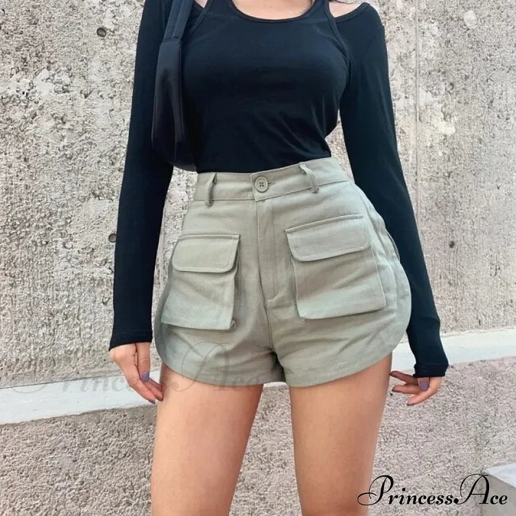High Waist Slim Curved Split Design Short