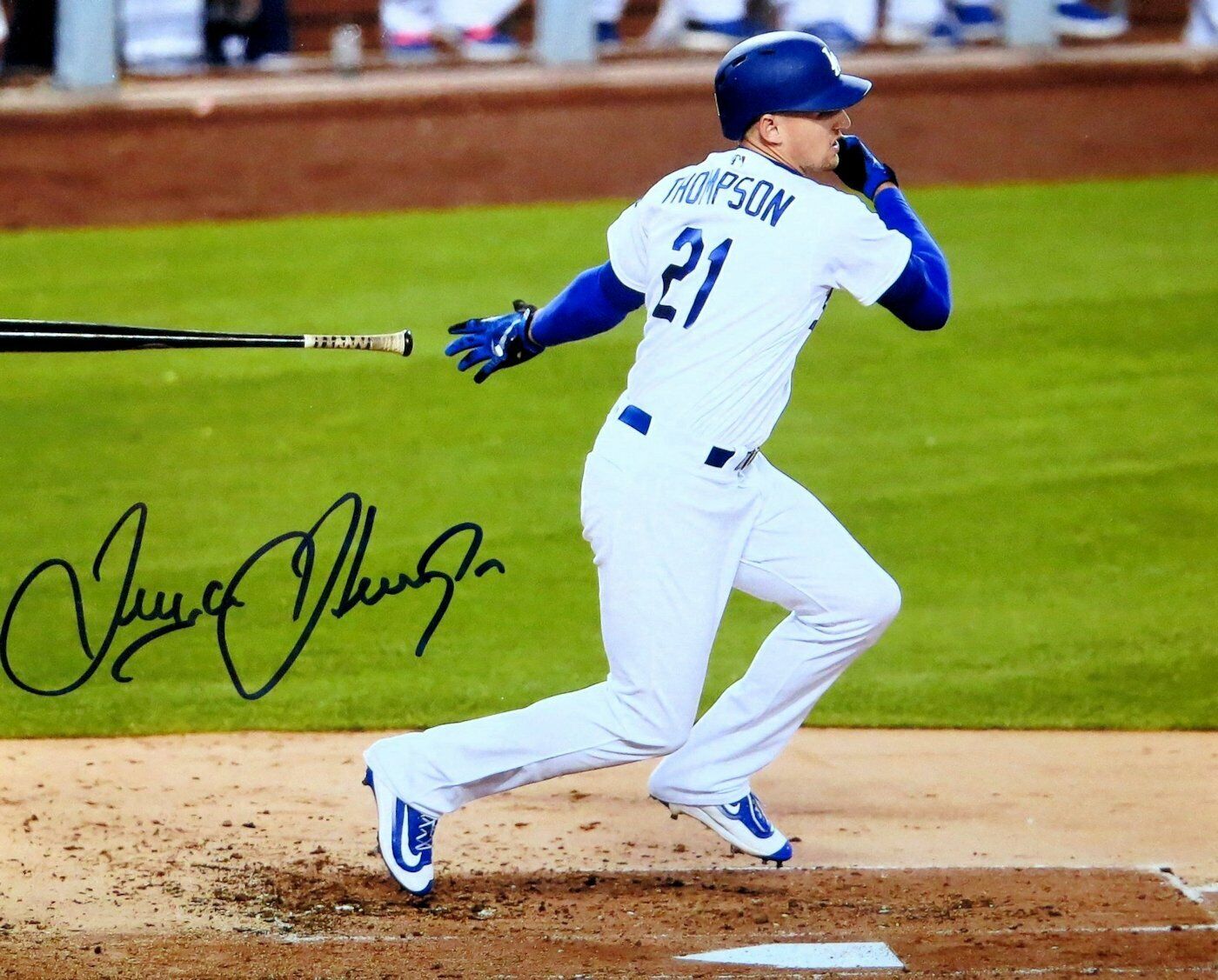 Trayce Thompson Signed Autographed 8X10 Photo Poster painting LA Dodgers Home Swing w/COA