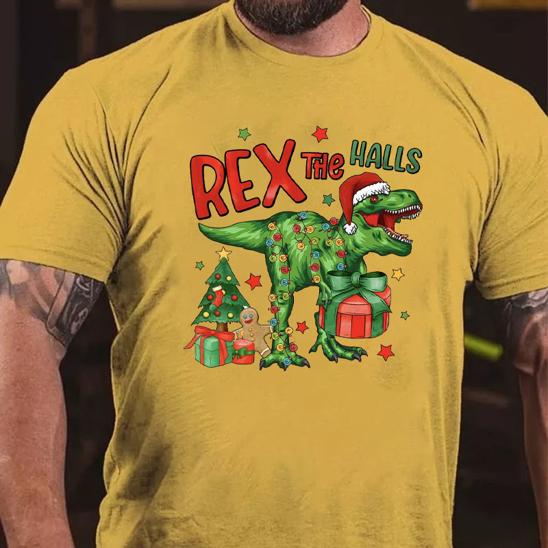 Rex The Halls Christmas Santa T-shirt ctolen