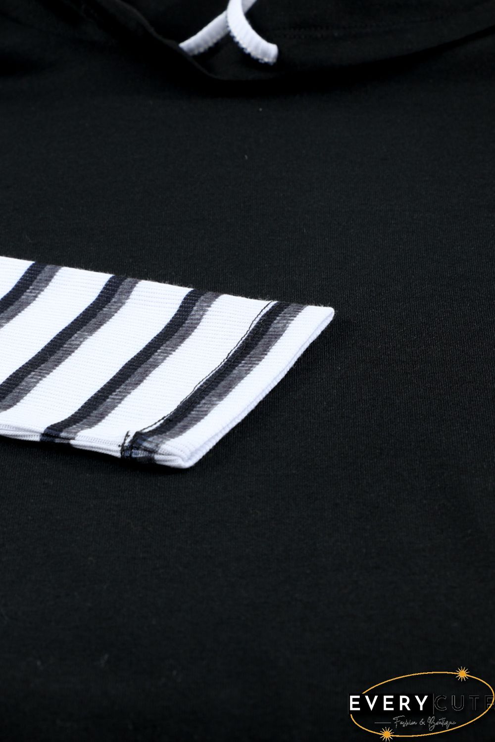 Striped Splicing High Neck Sweatshirt