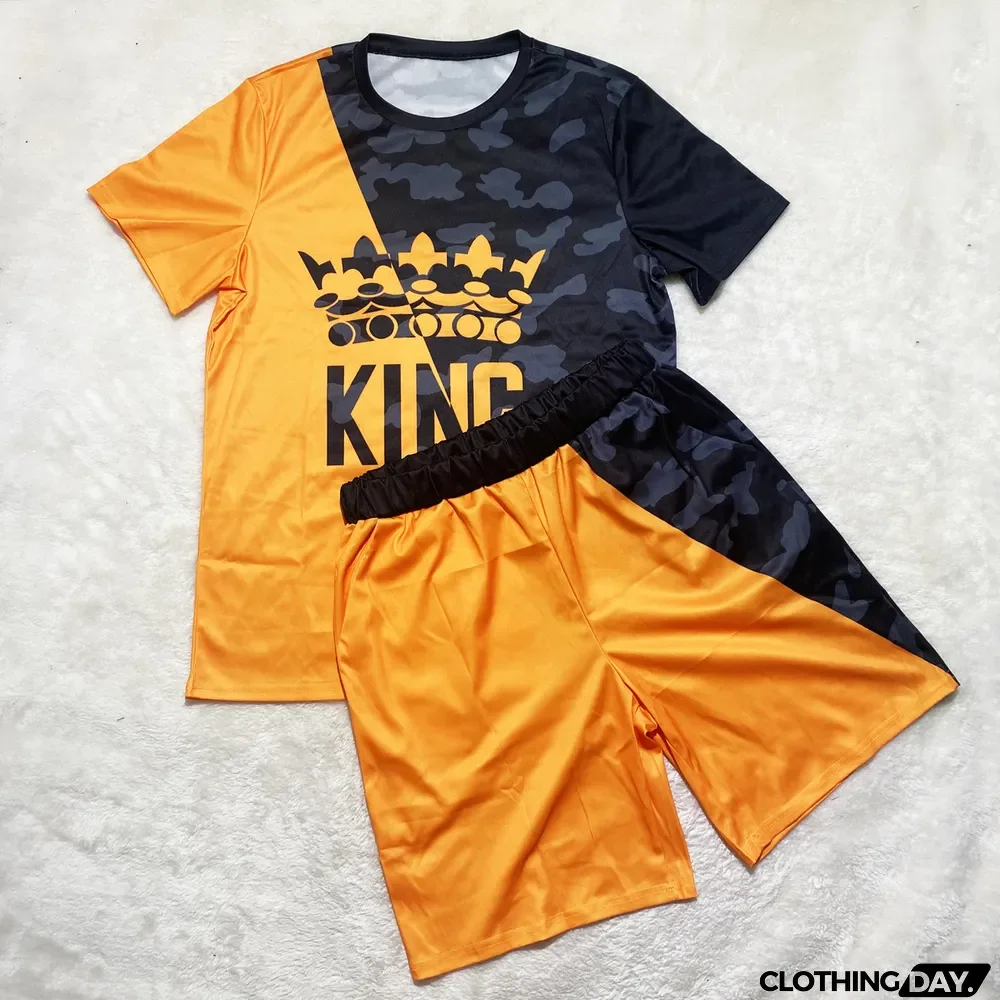 Men's Printed T Shirt And Shorts 2 Piece Sets