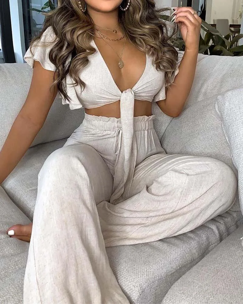 Women's Bandage Loose Two-piece Suit