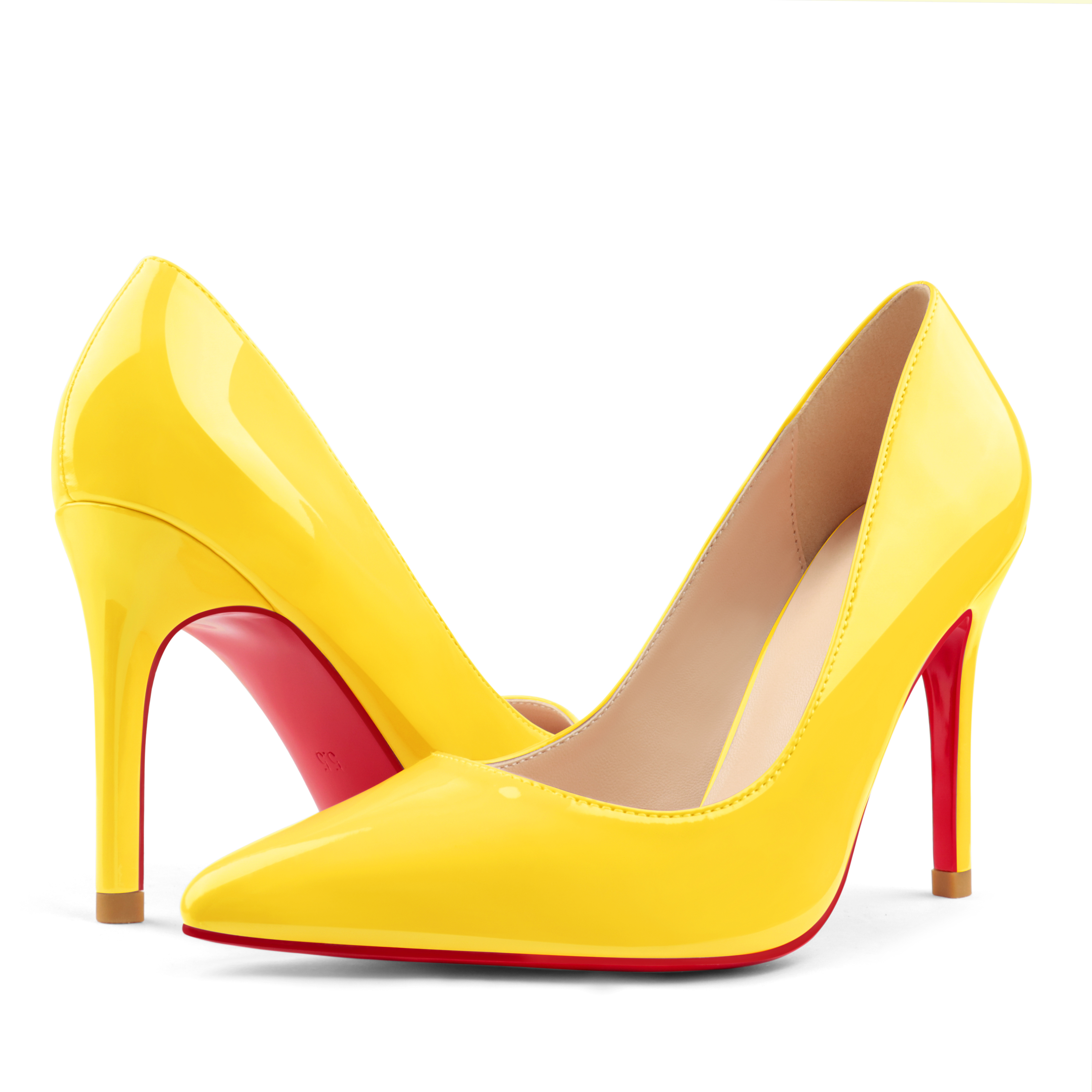 90mm Women's Pointed Toe Kitten Heels  Red Bottom Stiletto Pumps-MERUMOTE