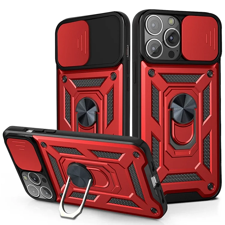 Slide Camera Lens Protect Armor Case for iPhone 15 14 13 12 11 Pro Max Mini XS XR X 7 8 PlusMilitary Grade Bumpers Ring Cover