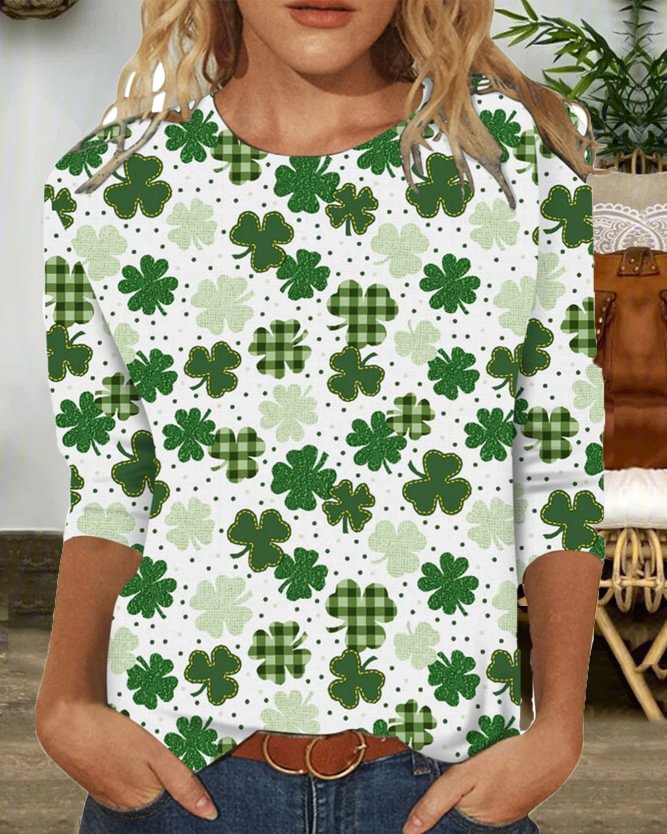 St. Patrick's Green Round Neck 3/4 Sleeve T-Shirt